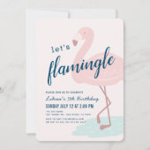 Lasst uns Flamingle Framingo Girl Pink Geburtstag Einladung (Vorderseite)