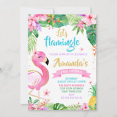 Lasst uns Flamingle Geburtstag Einladung (Vorderseite)