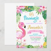 Lasst uns Flamingle Geburtstag Einladung (Vorne/Hinten)