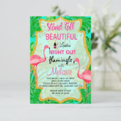 Lasst uns "Flamingle Ladys Night Out" einladen Einladung (Stehend Vorderseite)