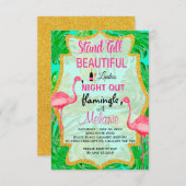 Lasst uns "Flamingle Ladys Night Out" einladen Einladung (Vorne/Hinten)