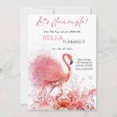 Lasst uns Flamingle machen! Pink Flamingo Mädchen Einladung (Vorderseite)
