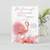 Lasst uns Flamingle machen! Pink Flamingo Mädchen Einladung (Stehend Vorderseite)