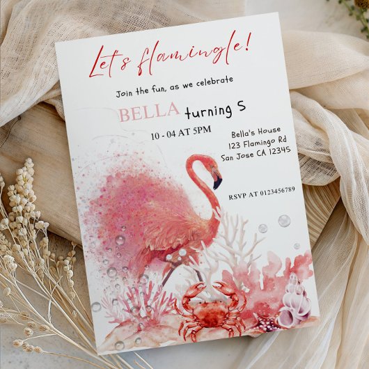Lasst uns Flamingle machen! Pink Flamingo Mädchen Einladung