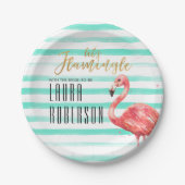 Lasst uns Flamingle Minze Watercolor | BRAUTPARTY Pappteller (Vorderseite)