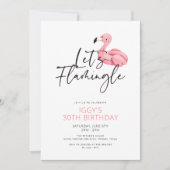 Lasst uns Flamingle Modern Pink Flamingo 30. Gebur Einladung (Vorderseite)