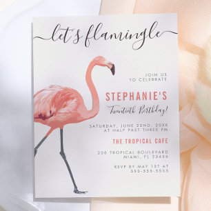 Lasst uns Flamingle Moderne Flamingo Geburtstags Einladungspostkarte