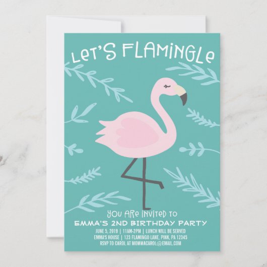 Lasst uns Flamingle Niedlich Flamingo Pastel Einla Einladung (Vorderseite)