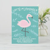 Lasst uns Flamingle Niedlich Flamingo Pastel Einla Einladung (Stehend Vorderseite)