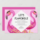 Lasst uns Flamingle-Party Einladung (Vorne/Hinten)