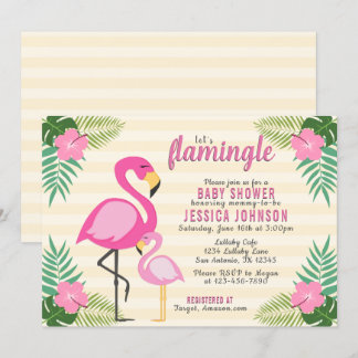 Lasst uns Flamingle Pink Flamingo Baby Dusche Einladung