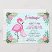 Lasst uns Flamingle Pink Flamingo Baby Dusche Einladung (Vorderseite)