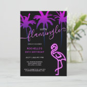Lasst uns Flamingle Pink Neon Flamingo 30. Geburts Einladung (Stehend Vorderseite)