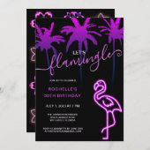 Lasst uns Flamingle Pink Neon Flamingo 30. Geburts Einladung (Vorne/Hinten)