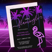 Lasst uns Flamingle Pink Neon Flamingo 30. Geburts Einladungspostkarte