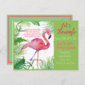Lasst uns Flamingle spielen! Einladung Postkarte (Vorne/Hinten)