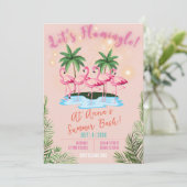 Lasst uns Flamingle spielen! Flamingo Thema Summer Einladung (Stehend Vorderseite)