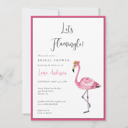 Lasst uns Flamingle spielen! Hot-Rosa-Brautparty Einladung (Vorderseite)