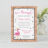 Lasst uns Flamingle spielen! Pink Flamingo Geburts Einladung (Stehend Vorderseite)