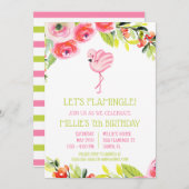 Lasst uns Flamingle spielen! Tropical Flamingo Bir Einladung (Vorne/Hinten)