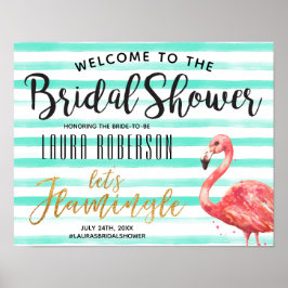 Lasst uns Flamingle-Streifen | Brautparty Willkomm Poster