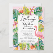 Lasst uns Flamingle Tropical Baby Shower Einladung (Vorderseite)