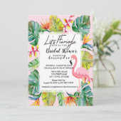 Lasst uns Flamingle Tropical Bridal Dusche einlade Einladung (Stehend Vorderseite)