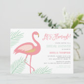 Lasst uns Flamingle Tropical Bridal Dusche einlade Einladung (Stehend Vorderseite)
