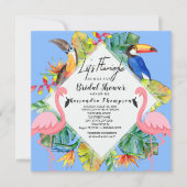 Lasst uns Flamingle Tropical Bridal Dusche einlade Einladung (Vorderseite)