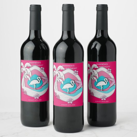 Lasst uns Flamingle Tropical Flamingo 60. Geburtst Weinetikett (Flaschen)