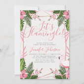 Lasst uns Flamingle Tropical Flamingo Baby Dusche Einladung (Vorderseite)