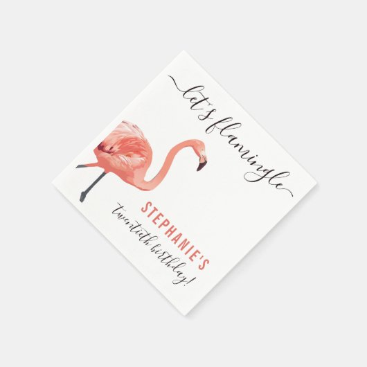 Lasst uns Flamingle | Tropical Flamingo Birthday P Serviette (Ecke)