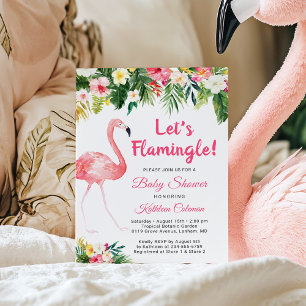 Lasst uns Flamingle Tropical Floral Baby Dusche Einladung