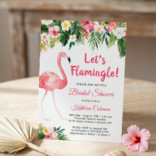Lasst uns Flamingle Tropical Floral Brautparty Einladung