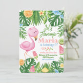 Lasst uns Flamingle Tropical Fruit Flamingo Geburt Einladung (Stehend Vorderseite)