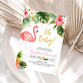 Lasst uns Flamingle Tropical Girl Baby Shower Einladung