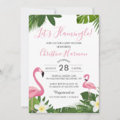 Lasst uns Flamingle Tropical Pink Flamingo Baby Du Einladung (Vorderseite)