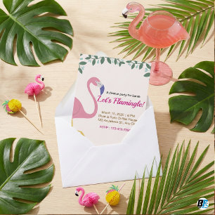 Lasst uns Flamingle Tropicaler Rosa Flamingo Schei Einladung