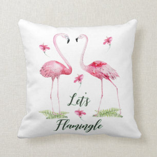Lasst uns Flamingle Typografie Flamingos, Blume Kissen