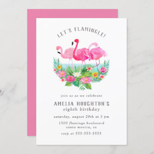 Lasst uns Flamingle Watercolor Flamingo Geburtstag Einladung
