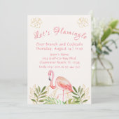 Lasst uns Flamingle Women's zusammenbringen Einlad Einladung (Stehend Vorderseite)