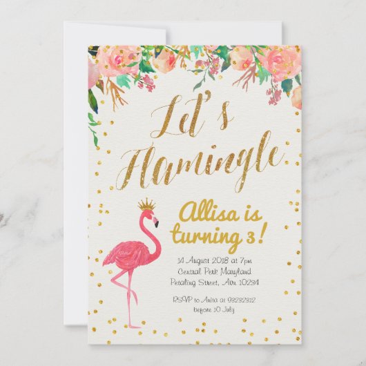Lasst uns Flamingle zum Geburtstag einladen Einladung (Vorderseite)