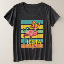 Lasst uns Flamingo Cinco De Mayo feiern Große Größe T-Shirt