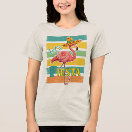 Lasst uns Flamingo Cinco De Mayo feiern Tri-Blend Shirt