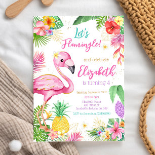 Lasst uns Flamingo Flamingle Tropical Geburtstag f Einladung