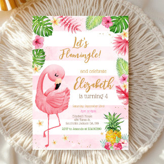 Lasst uns Flamingo Flamingle Tropical Geburtstag f Einladung