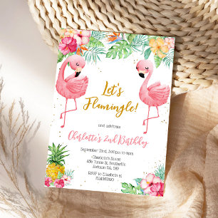 Lasst uns Flamingo Flamingle Tropical Geburtstag f Einladung