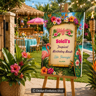 Lasst uns Flamingo-Luau-Tropische-Strand-Willkomme Poster