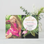Lasst uns Flamingo-Rosa-Gold Flamingo Geburtstags- Einladung (Stehend Vorderseite)