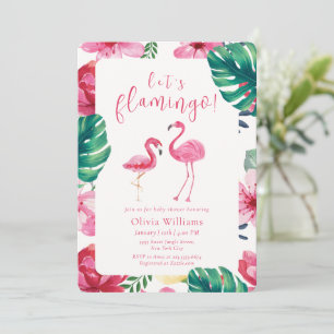 Lasst uns Flamingo Tropical Floral Muster Baby Sho Einladung